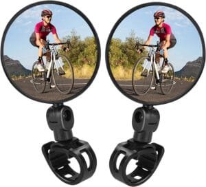 Bicycle Mirror, Bicycle Cycling Rear View Safe Mirrors, Adjustable Rotatable Handlebars Mounted Plastic Convex Mirror for Cycle (1 Pair)