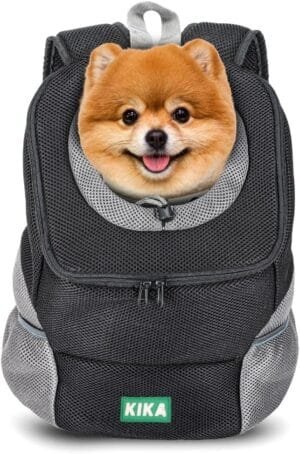 KIKA Pet Dog Carrier Backpack Puppy Dog Travel Carrier Front Pack Breathable Head-Out Backpack Carrier for Small Dogs Cats Rabbits