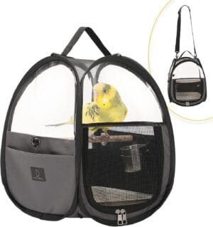 A4Pet Bird Carrier for Travel – Small Bird Travel Cage, Bird Bag with Stand, Tray and Feeding Cup, Portable and Lightweight for Small Animal Carrier