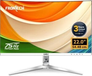 FRONTECH Ultima Series 22 Inch Curved LED Monitor| Refresh Rate 75Hz, VA Panel |3500R Curve| Full HD 1080p| Bezel Less Design | HDMI & VGA Ports (MON-0079C, White)