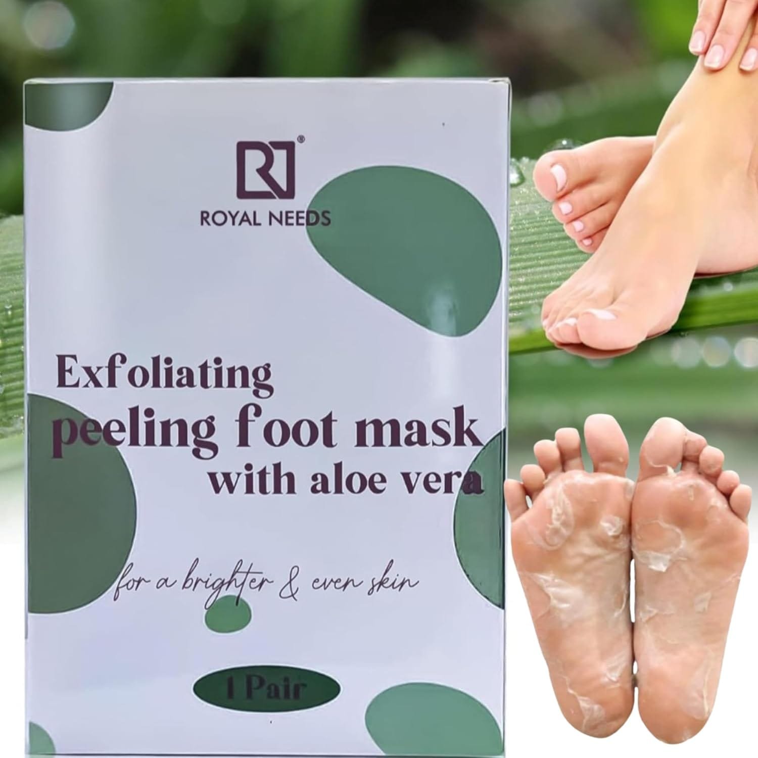 Foot Peel Mask for Dead Skin Removal With Aloe Vera - 1 Pair | Exfoliating Foot Mask | Foot Hydrating Sock Pedicure Essential | Make Your Feet Baby Soft, Repair Rough Heels