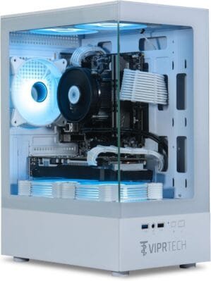 ViprTech Stryker 1.0 Gaming PC – AMD Ryzen 7 (4.1GHz Turbo), RX 580 8GB, 32GB DDR4 3200, 1TB NVMe SSD, 700W PSU, WiFi BT, Win 11 Pro, RGB, Desktop Computer Prebuilt, White