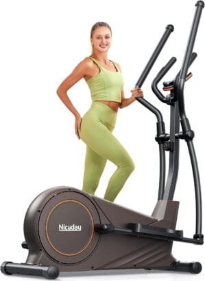 Niceday Elliptical Machine, Elliptical Exercise Machine for Home with Hyper-Quiet Magnetic Driving System, Elliptical Trainer with 15.5IN-18IN Stride, 16 Resistance Levels, 400LBS Loading Capacity