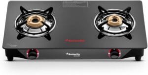 Butterfly Smart Glass 2 Burner Gas Stove, Black