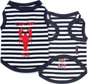 Parisian Pet Unisex Dog Tshirt – Embroidered “ Chasing Lobster Tail “ Dog Shirt – Breathable and Lightweight Dog Tank Top – Sleeveless Dog Tee Shirts – Machine Washable Dog Shirts for Medium Dogs – M