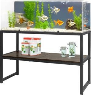 UrbanRoots 30 gallon fish tank stand for Home Office(Black),2 Tiers aquarium stand with Shelf for Storage,fish tank table 30″ L x 12″ W x 20.5″ H,Breeder Tank Turtle Reptile Terrariums Stand Rack