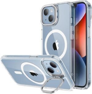 ESR for iPhone 13 Case/iPhone 14 Case, Compatible with MagSafe, Built-in Camera Ring Stand, Military-Grade Protection, Magnetic Phone Case for iPhone 13/14, Classic Kickstand Case (HaloLock), Clear
