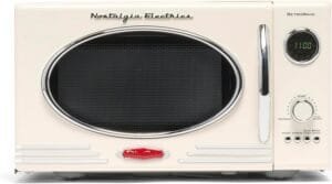 Nostalgia Retro Countertop Microwave Oven – Large 800-Watt – 0.9 cu ft – 12 Pre-Programmed Cooking Settings – Digital Clock – Kitchen Appliances – Ivory