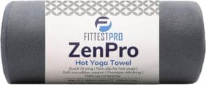 Fittest Pro Non-Slip Hot Yoga Towel with Super-Absorbent Soft Suede Microfiber in Many Colors, for Bikram Pilates and Yoga Mats. (72.00 x 26.50) Nimbus Grey
