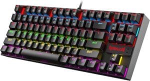 Redragon K552 Mechanical Gaming Keyboard, LED Gaming Keyboard with Red Switches, 87 Full Anti-ghosting Keys, Unique Metal Rim for Windows Gaming PC – Black