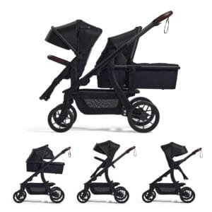 Momcozy ChangeGo Baby Stroller, Convertible Single-to-Double-to-Wagon Stroller with 23 Configurations, Bassinet and Seat Included, Large PU Wheels, All-Wheel Suspension ＆ Extendable UPF50+ Canopy