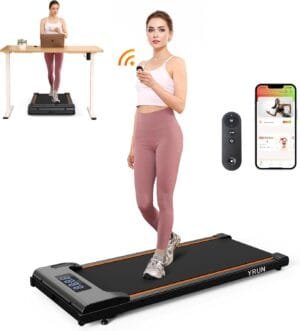 Walking Pad Under Desk Treadmill, 2.5HP Quiet Brushless Small Treadmill for Home and Office, Compact Portable Walking pad with Remote & App Control for Walking and Jogging