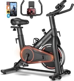 Exercise Bike, Adjustable Magnetic Resistance Brake Stationary Bikes for Home, Quiet Indoor Cycling Bike with Upgraded Seat Cushion, Digital Monitor & Phone Mount, 350lbs Weight Capacity