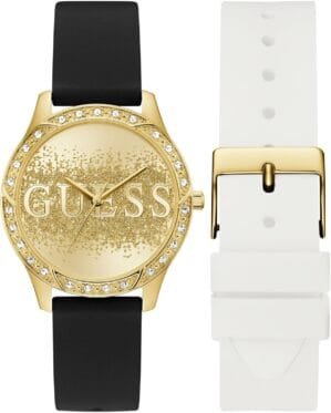 GUESS Factory Gold-Tone Silicone Analog Watch Set