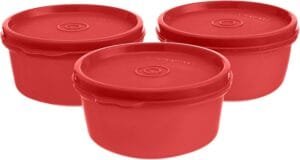 Signoraware Tiny Wonder Container Set, 200ml, Set of 3, Deep Red