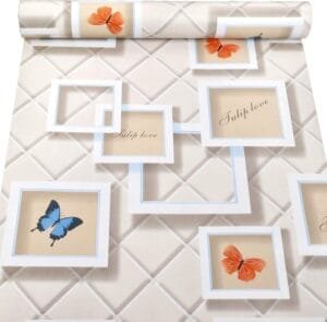 Wall Stickers Wallpaper (45 cm x 10 m) 3D Frame Butterfly PVC DIY Self Adhesive Decal, Kids Room, Nursery Interior Decor, Multicolour