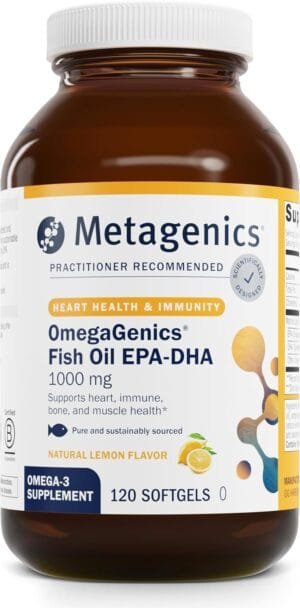 Metagenics OmegaGenics EPA-DHA 1000mg – Daily Omega 3 Fish Oil Supplement to Support Cardiovascular, Musculoskeletal and Immune System Health – 120 Softgels