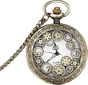 Pocket Watch Pendant with Chain for Husband Unique Memorable Gift Dual Purpose Stainless Steel Clock for Men (YBWATCH_0034)