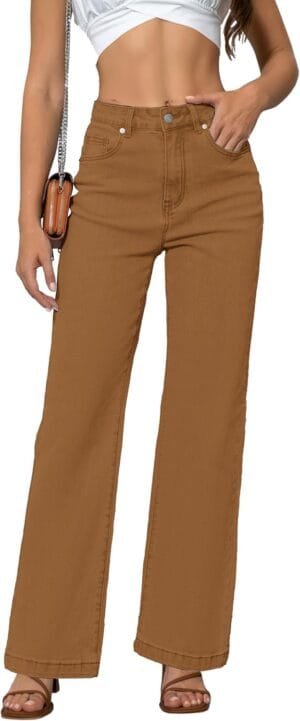 Womens Jeans Mid Waisted Straight Leg Loose Stretchy Lightweight Tummy Control Trendy Jeans for Women 2024