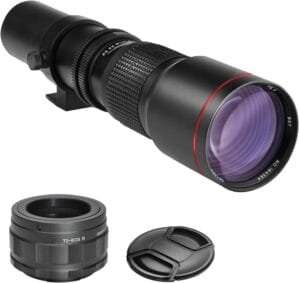 BM High-Power 500mm f/8 Manual Telephoto Lens for Canon EOS R, EOS R3, EOS R5, EOS R6, EOS R7, EOS R8, EOS R50, EOS R100, EOS RP Mirrorless Cameras