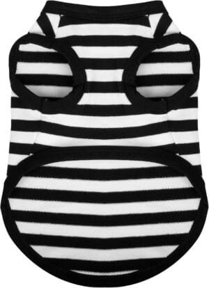 Paiaite Dog Striped Shirt Happy Color Cotton Sleeveless Puppy Dog Shirts Breathable Pet Apparel Tank Top Colorful Puppy Sweatshirt Dog Clothes for Small Medium Dogs Black S
