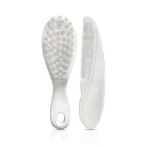 LuvLap Elegant Baby Hair Brush and Comb Set, 0m+ (White)