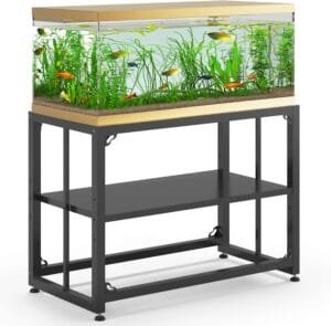 Fish Tank Stand 40 Gallon, Metal Aquarium Stand 36.5″ L x 18.5″ W*29.5”H, Double-Layer Storage Design, Suitable for Home and Office Use, 660LBS Capacity, Black (Tank not Included)