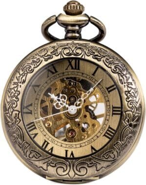 ManChDa Mechanical Pocket Watch for Men Vintage Pocket Watch with Chain Skeleton Pocket Watches