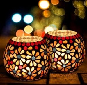 The Purple Tree Moroccan Glass Mosaic Tealight Candle Holder (Pack of 2) Mosaic Candle Holder, Diwali Candle Holder, tealight Holder, Diwali Gift, Best Gift for Diwali, Diwali Decoration T26