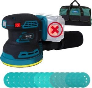 Cordless Orbital Sander, Brushless 5 Inch Electric Sander with Dust Collector, Sanderpapers, 7000-11000 OPM, 3 Speeds, Portable Palm Sander for Woodworking(No Battery)-JOVANT