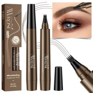 AWROSE Eyebrow Pencil, 3D Waterproof Microblading Eyebrow Pen 4 Fork Tip Tattoo Pencil, Precise Natural Brow Magic Eyebrow Pencil with Hair Like Strokes, 4 Points Multi-Used Eye Brow Pencils for Women
