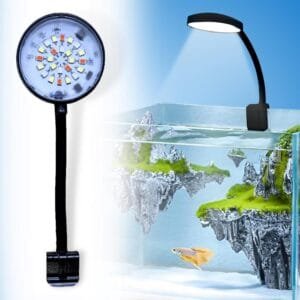 “BURAQ Nano N – 6 Aquarium Lamp 2.5 Watt Aquarium Light White and Blue Colored ,Flexible to Adjust Lighting, Wired Controller, Light for Salt & Fresh Water Small Clip Light for Fish Tank. (Black)