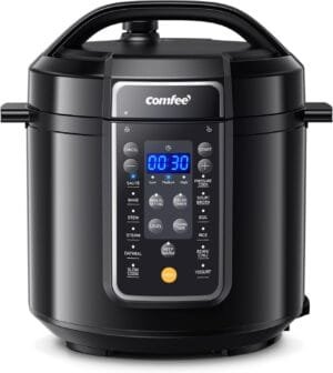 COMFEE’ 9-in-1 Electric Pressure Cooker, 14 Presets Instant Multi Cooker Olla de Presion Non-Stick Pot Yogurt Maker Rice Cooker Slow Cooker Sauté Steamer 6 Quarts Black