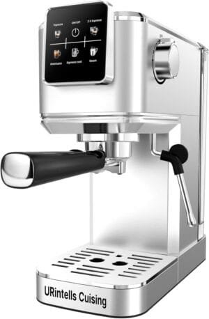 Espresso Machine 20 Bar,Touch Screen Espresso Maker with Steam Milk Frother,Stainless Steel Coffee Machine for Cappuccino Latte Americano Cold Brew,1350W Fast Heat Up System,Silver