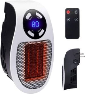 450W Space Heater, Remote Wall Outlet Electric Space Heater as Seen on TV with Adjustable Thermostat and Timer and Led Display, Compact for Office Dorm Room
