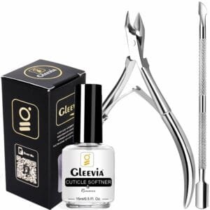 Nail Cuticle Softener & Remover Set, Gleevia Nail Care 15ML Cuticle Softener & Remover, Nail Cuticle Nippers, Nail Cuticle Pusher, Professional Manicure and Pedicure Kit