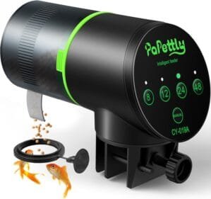 Automatic Fish Feeder for Aquarium, Auto Fish Food Dispenser with Timer and Feeding Ring, Moisture-Proof, Smart Fish Tank Vacation Feeder with 2 AAA Batteries