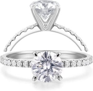 14K Gold Moissanite Engagement Ring 1ct Solitaire Moissanite Rings for Women 14K Gold Engagement Rings for Women