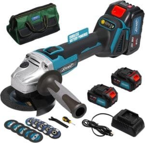 20V Cordless Angle Grinder, 4″ and 4-1/2″ Electric Angle Grinder Kit, 8500RPM Power Grinder Brushless Motor for Cutting/Sharpening/Removing Rust -JOVANT (2 Batteries)