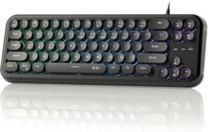 MageGee 60% Typewriter Style Gaming Keyboard, RGB LED Backlit Mini 68 Keys Retro Punk Round Keyboard, USB Wired Computer Silent Keyboard for PC, Laptop, Desktop(Black)