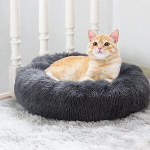 The Round Donut pet Bed is Perfect for Indoor Dog’s and Puppies Winter, Summer Size Medium, Black