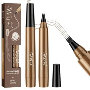 AWROSE Eyebrow Pencil, 3D Waterproof Microblading Eyebrow Pen 4 Fork Tip Tattoo Pencil, Precise Natural Brow Magic Eye Brow Pencil with Hair Like Strokes, 4 Points Multi-Used Eye Brow Pen for Women