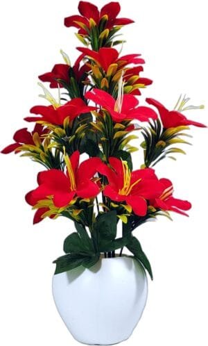 AFQ Plastic Artificial Plants for Home Decor & Office Decoration 1 Big Size Artificial Plastic Flowers Pot with vase 40cm Height