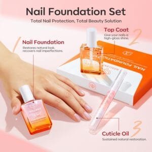 modelones Nail Strengthener Clear Gel Top Coat Nail Polish Cuticle Oil Pen Pink Nail Repair for Damaged Nails Care Kit for Women 15 ml Ridge Filler for Growth