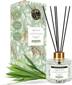 Soul & Scents Lemongrass Scented 4.06 oz (120ml) Reed Diffuser Set with 6 Fiber Sticks for Room Decor | Home Fragrance Reed Diffuser | Air Freshners for Home