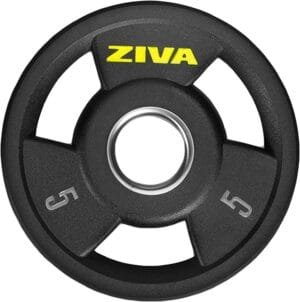 ZIVA RPU Grip Disc Olympic 2″ Weight Plate – Premium Hard Wearing Rubber Urethane Coating, 2″ Stainless Steel Insert, 3-Position Contoured Grip – Singles (2.5 lb – 45 lb) | Does NOT fit the Studio Bodypump Set