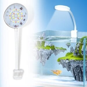“BURAQ Nano N – 6 Aquarium Lamp 2.5 Watt Aquarium Light White and Blue Colored ,Flexible to Adjust Lighting, Wired Controller, Light for Salt & Fresh Water Small Clip Light for Fish Tank.