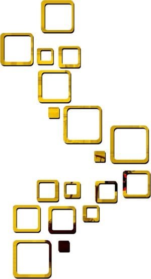 Square Golden 3 Set Decorative Mirror Stickers for Wall, Wall Mirror Stickers, 3D Acrylic Stickers Wall Stickers for Hall Room, Bed Room, Kitchen Living Room Kids Room.