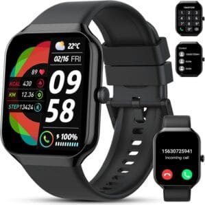 Smart Watch(Answer/Make Call), 2025 New Smartwatch for Men Women, 1.96″ HD Fitness Watch with 110+ Sport Modes, Heart Rate, Sleep Monitor, Pedometer, IP68 Waterproof Activity Tracker for Android iOS