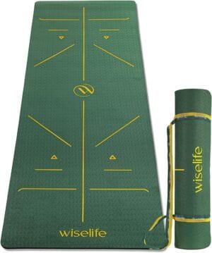 WiseLife TRU Alignment Yoga Mat + Sleek Yoga Strap for Men and Women ( ProBalance TPE Material 6mm Extra Thick Extra Long Extra Wide)